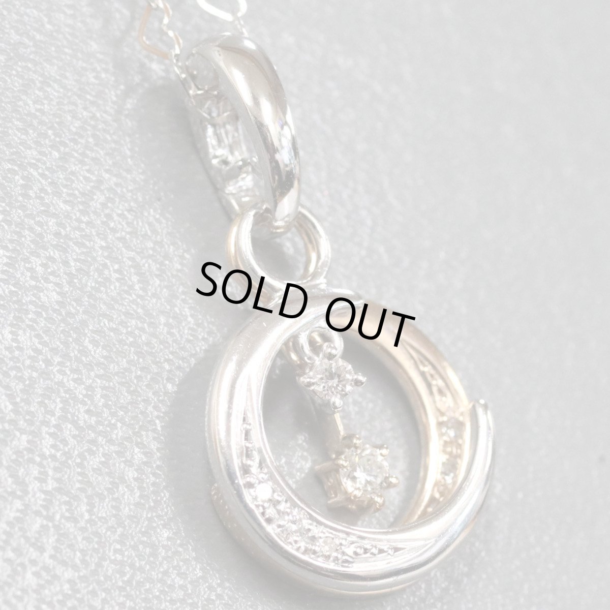 画像2: K18WG/PGダイヤモンドハートチェーンペンダント 月モチーフ D0.07 D0.04 4.2g 44cm (2)