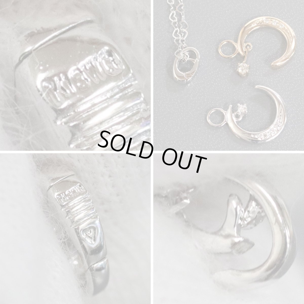 画像3: K18WG/PGダイヤモンドハートチェーンペンダント 月モチーフ D0.07 D0.04 4.2g 44cm (3)