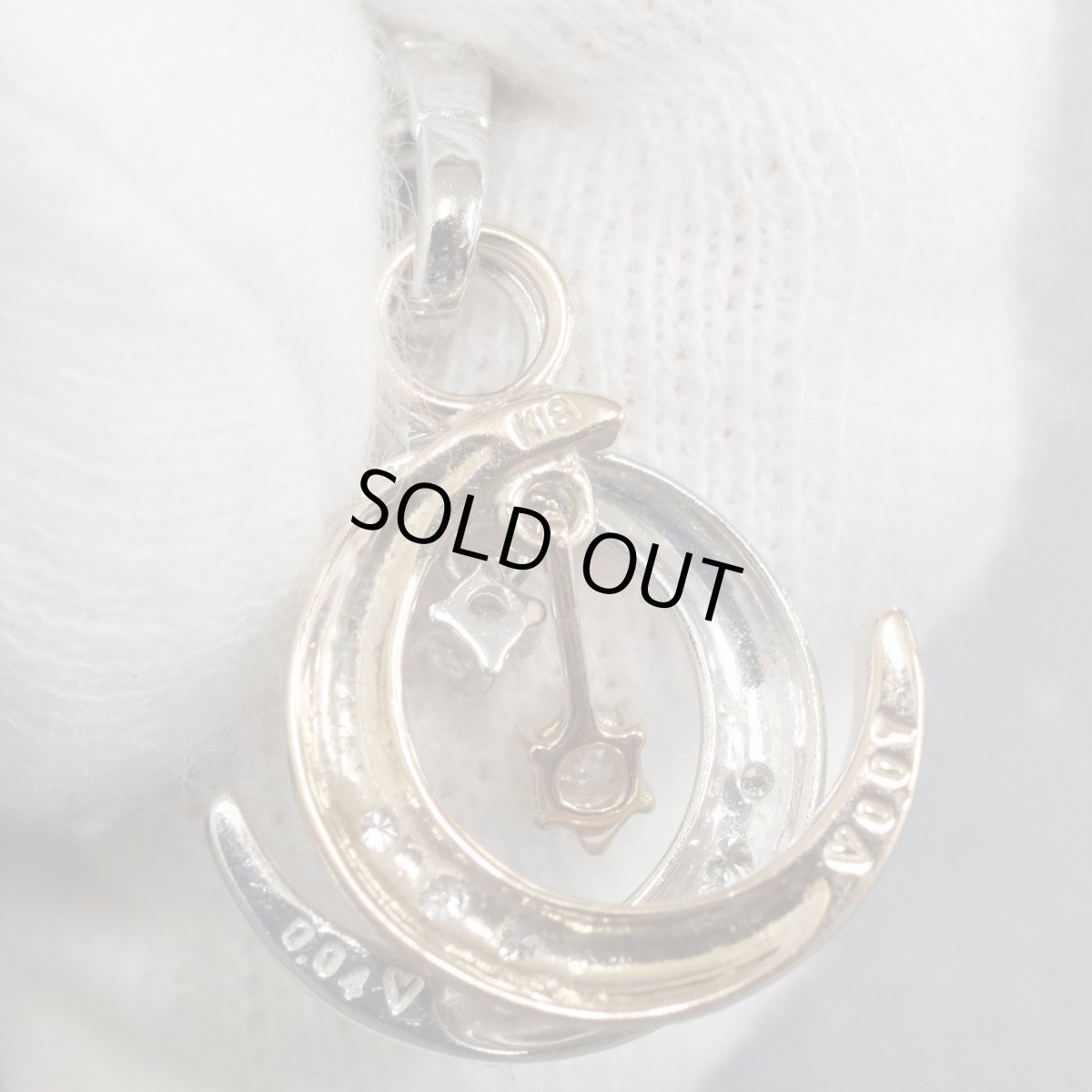 画像4: K18WG/PGダイヤモンドハートチェーンペンダント 月モチーフ D0.07 D0.04 4.2g 44cm (4)