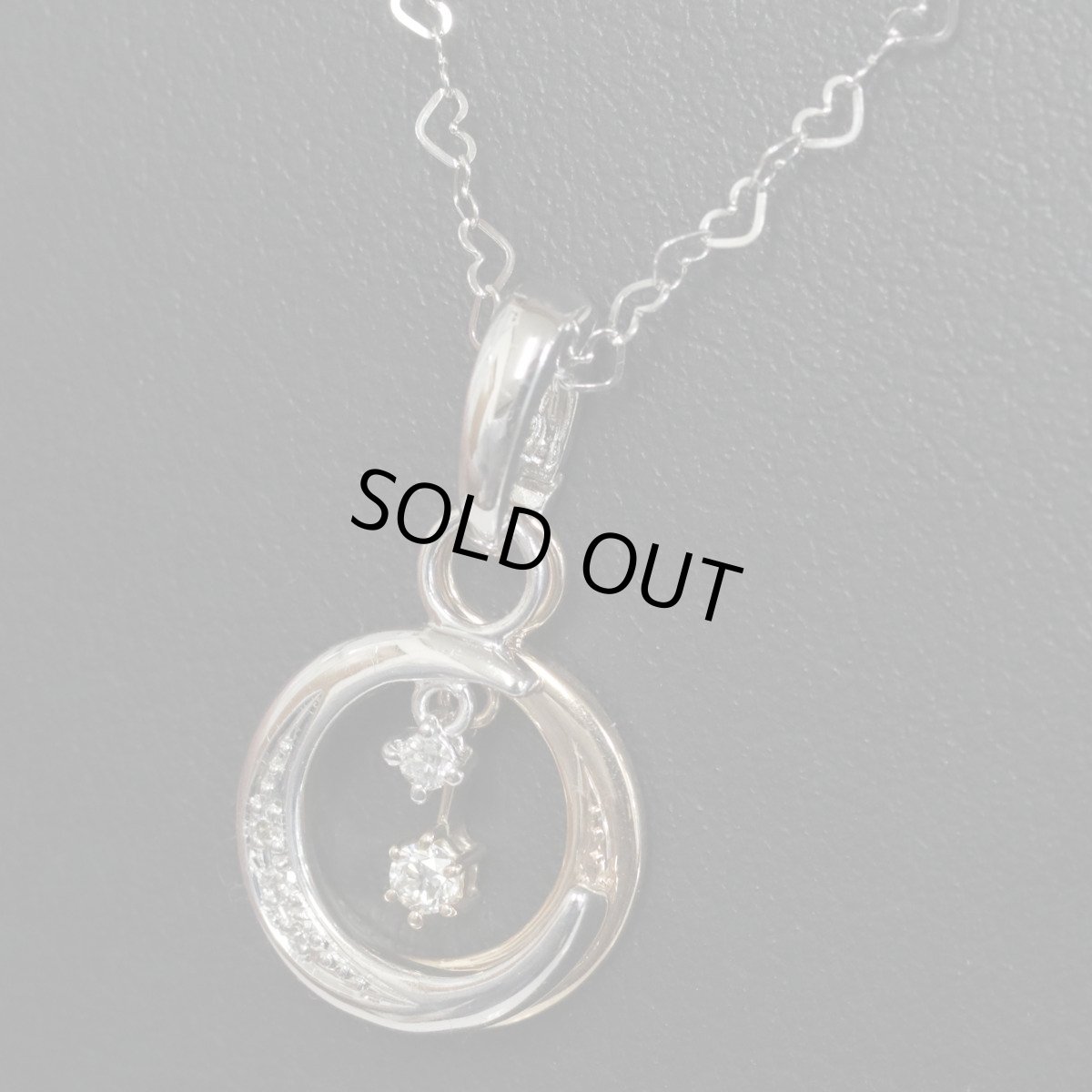 画像7: K18WG/PGダイヤモンドハートチェーンペンダント 月モチーフ D0.07 D0.04 4.2g 44cm (7)