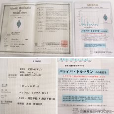 画像10: Pt900/850パライバトルマリンダイヤモンドペンダント T1.79 D0.40 10.4g AJ付44cm 鑑別書 プラチナ (10)