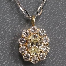 画像1: K18YG/WGダイヤモンドネックレス D0.526 D0.44 5.0g  AJ付55cm (1)