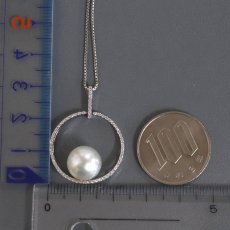 画像10: K14WG/K18WGダイヤモンドパールペンダント D0.26 5.8g  AJ付45cm (10)
