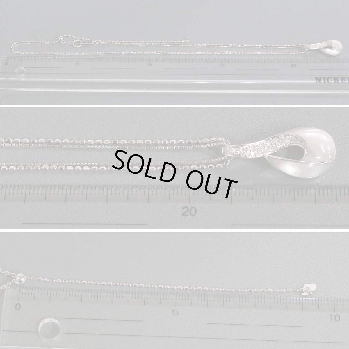 画像8: ルシオラ K18WGピンクシェルダイヤモンドペンダント D0.20 9.7g AJ付50cm 保証書 (8)