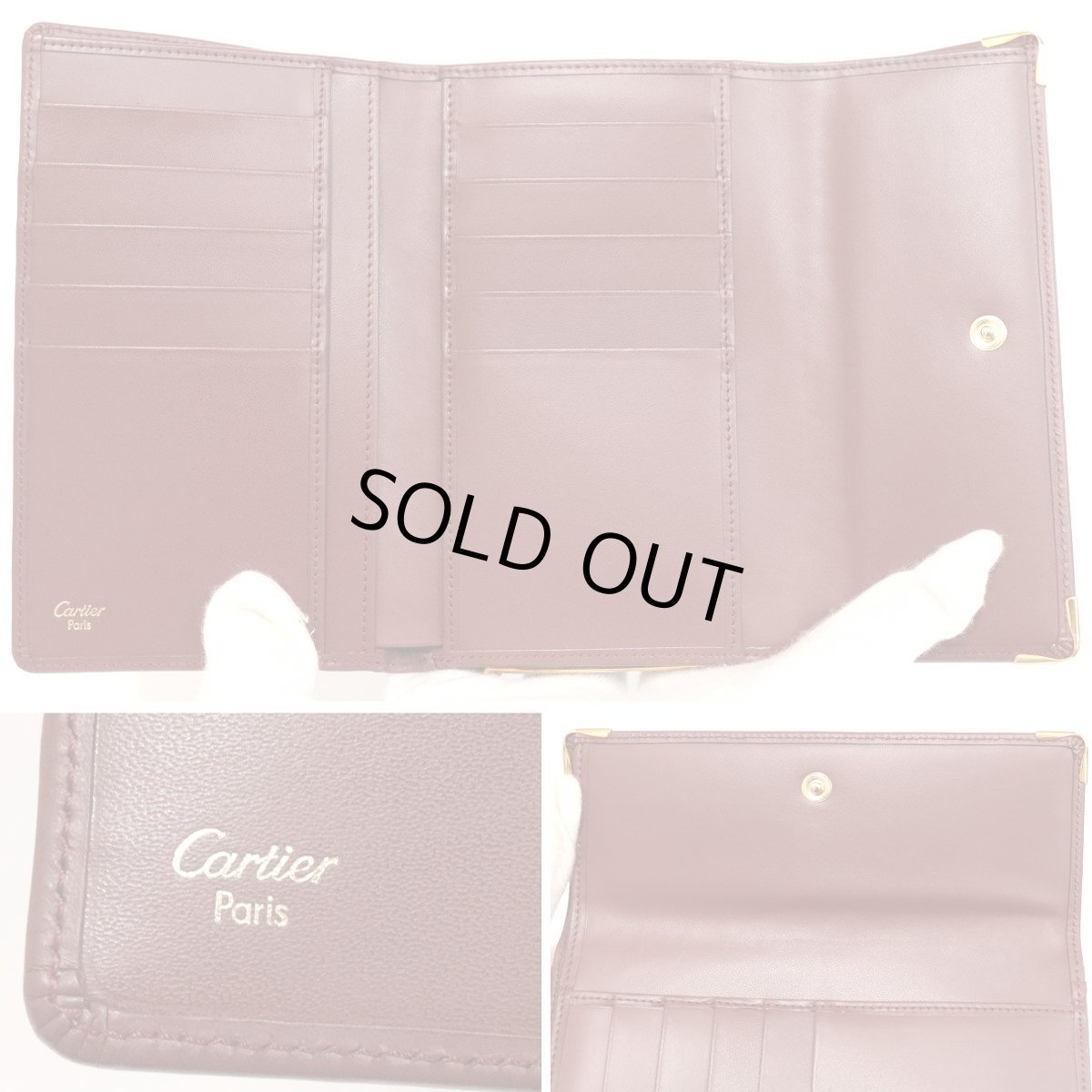 画像7: カルティエ がま口長財布 マストライン ボルドー (7)