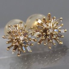 画像1: K18YGダイヤモンドピアス D0.20×2 1.8g(キャッチ抜き) (1)