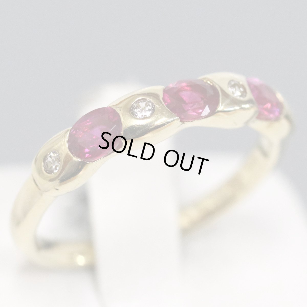 画像1: K18ルビーダイヤモンドリング R0.60 D0.07 3.2g #12 (1)