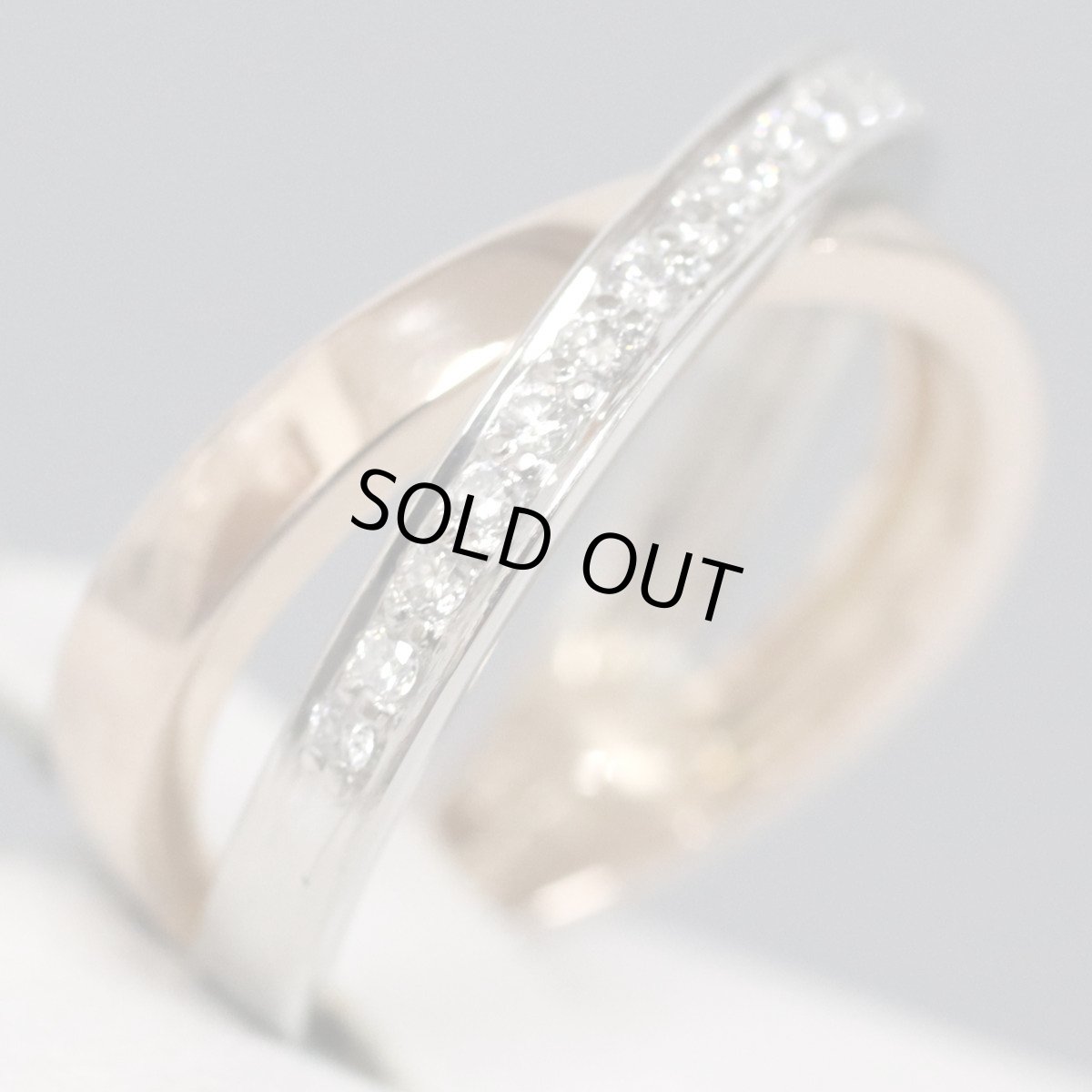 画像2: ヴァンドーム Pt900/K18PGダイヤモンドリング D0.19 4.8g #9 (2)