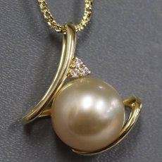 画像1: K18ダイヤモンドパールペンダント D0.05 パール12.5mm 9.9g AJ付45cm (1)