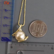 画像10: K18ダイヤモンドパールペンダント D0.05 パール12.5mm 9.9g AJ付45cm (10)