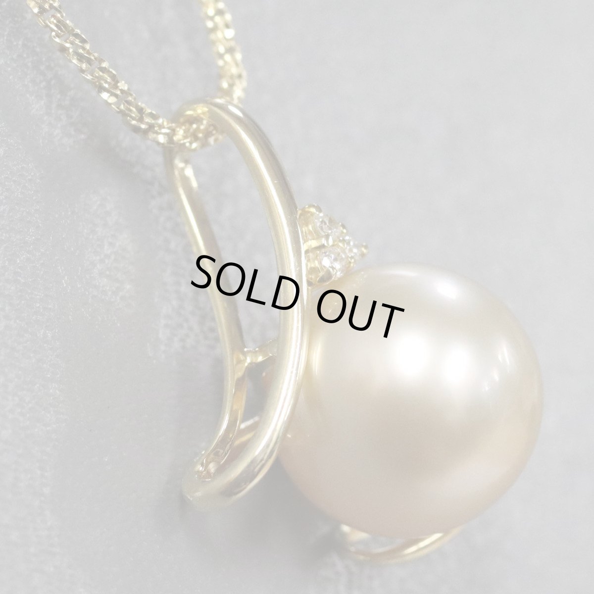 画像2: K18ダイヤモンドパールペンダント D0.05 パール12.5mm 9.9g AJ付45cm (2)