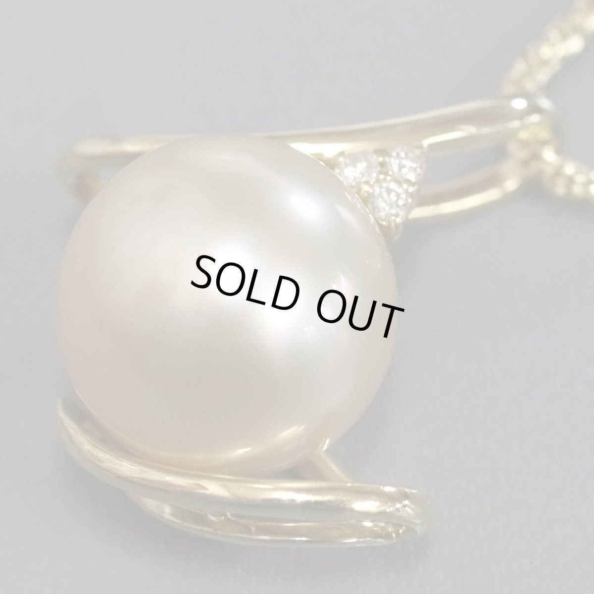 画像3: K18ダイヤモンドパールペンダント D0.05 パール12.5mm 9.9g AJ付45cm (3)