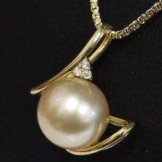 画像7: K18ダイヤモンドパールペンダント D0.05 パール12.5mm 9.9g AJ付45cm (7)