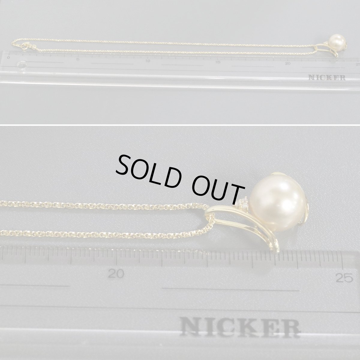 画像9: K18ダイヤモンドパールペンダント D0.05 パール12.5mm 9.9g AJ付45cm (9)