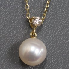画像1: ミキモト K18ダイヤモンドパールネックレス パール8.5mm 2.1g 38cm (1)