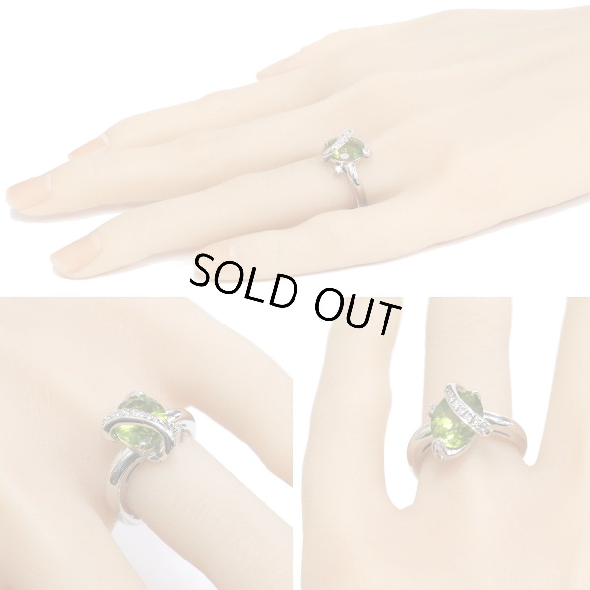 画像10: Pt900ペリドットダイヤモンドリング Pe3.44 D0.08 8.6g #13 (10)