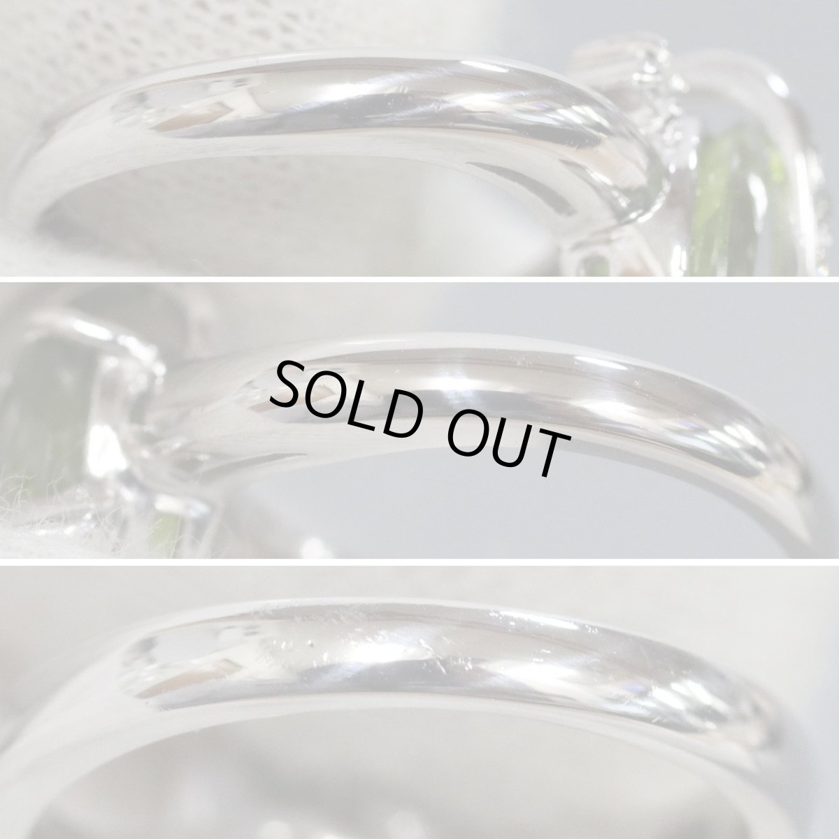 画像7: Pt900ペリドットダイヤモンドリング Pe3.44 D0.08 8.6g #13 (7)