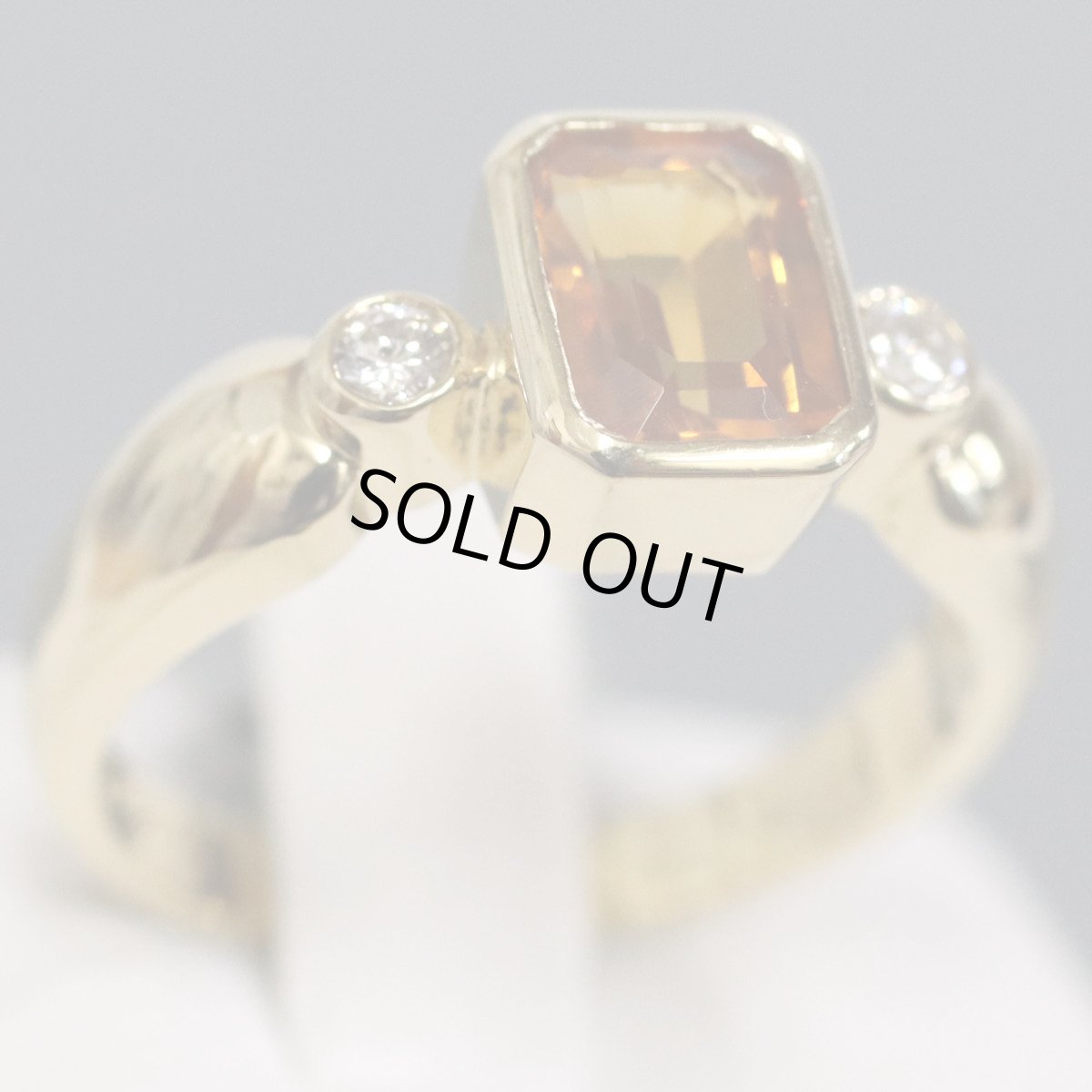 画像1: タサキ K18シトリンダイヤモンドリング D0.07 4.1g #9 イエローゴールド (1)