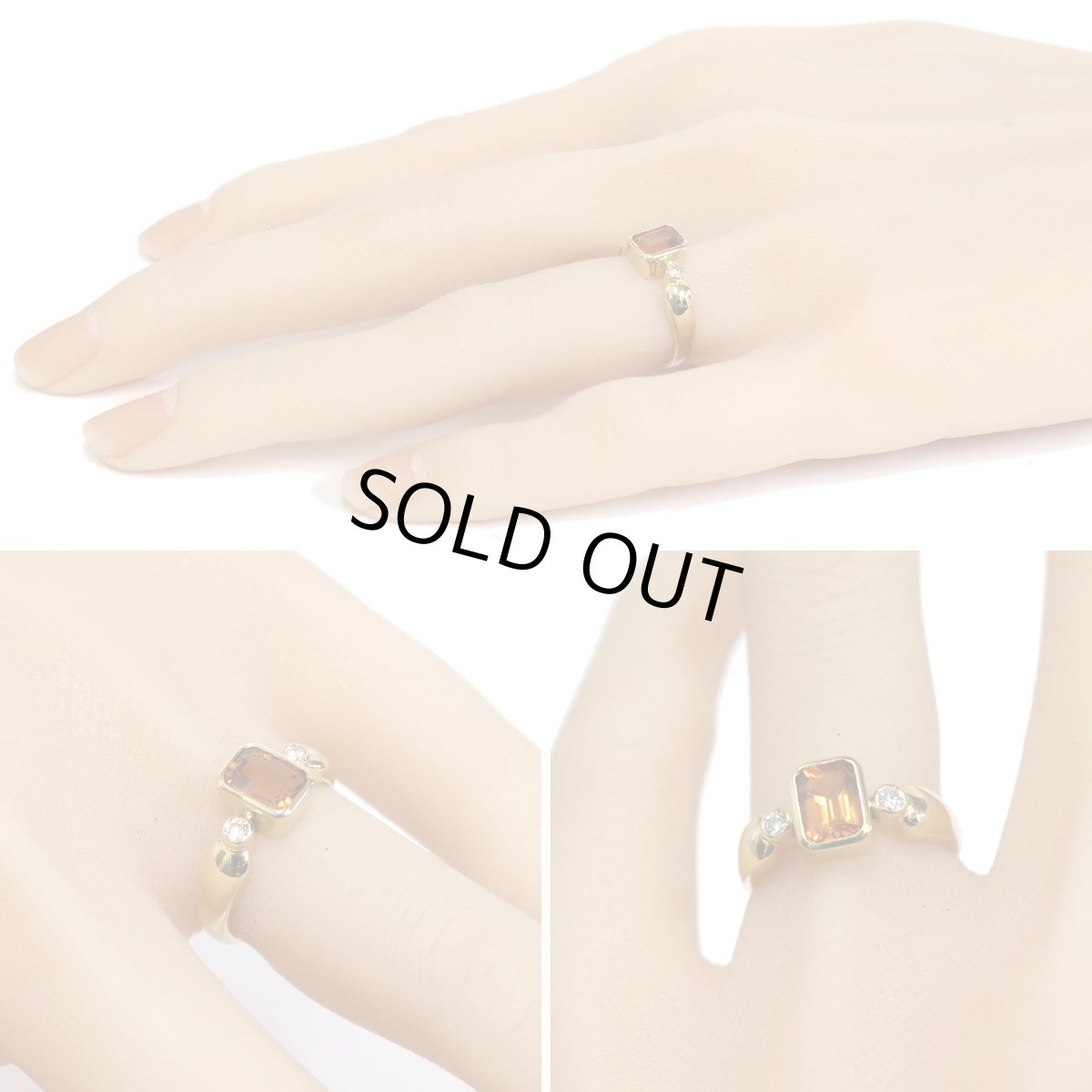 画像10: タサキ K18シトリンダイヤモンドリング D0.07 4.1g #9 イエローゴールド (10)