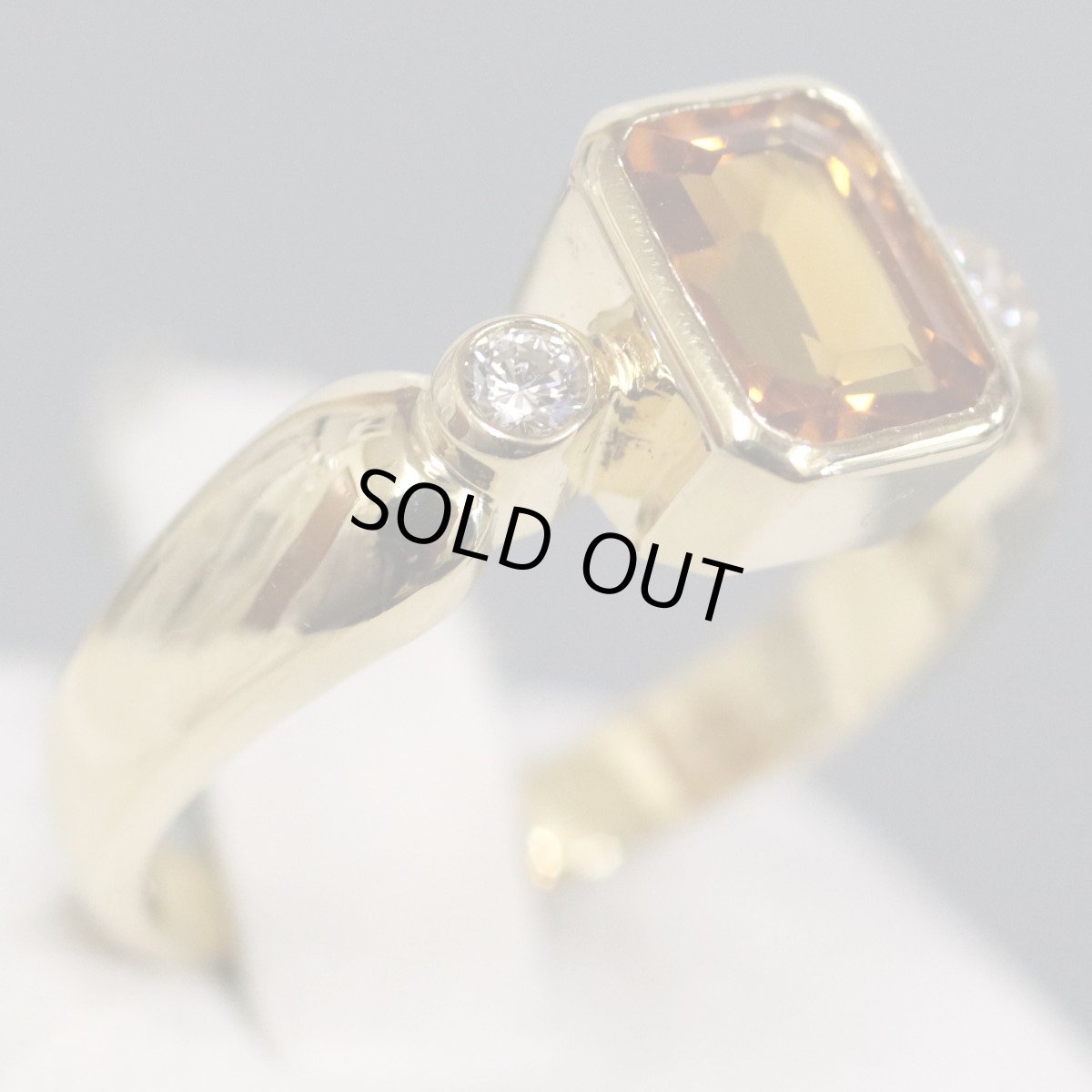 画像2: タサキ K18シトリンダイヤモンドリング D0.07 4.1g #9 イエローゴールド (2)