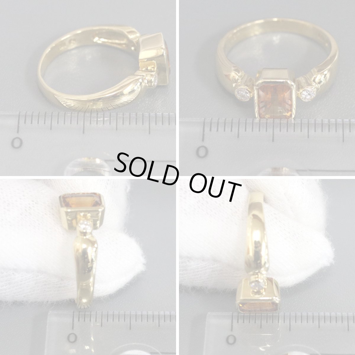 画像9: タサキ K18シトリンダイヤモンドリング D0.07 4.1g #9 イエローゴールド (9)