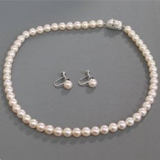 画像2: タサキ パールネックレスイヤリングセット シルバー金具 7.0-7.5mm 内外箱 (2)