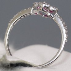 画像5: K18WGルビーダイヤモンドリング フラワーモチーフ R0.46 D0.16 2.1g #13.5 鑑別書 (5)
