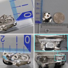 画像8: 750/K14WGシェルオニキスダイヤモンドペンダントトップ/ブローチ パンダモチーフ D0.05 5.2g (8)