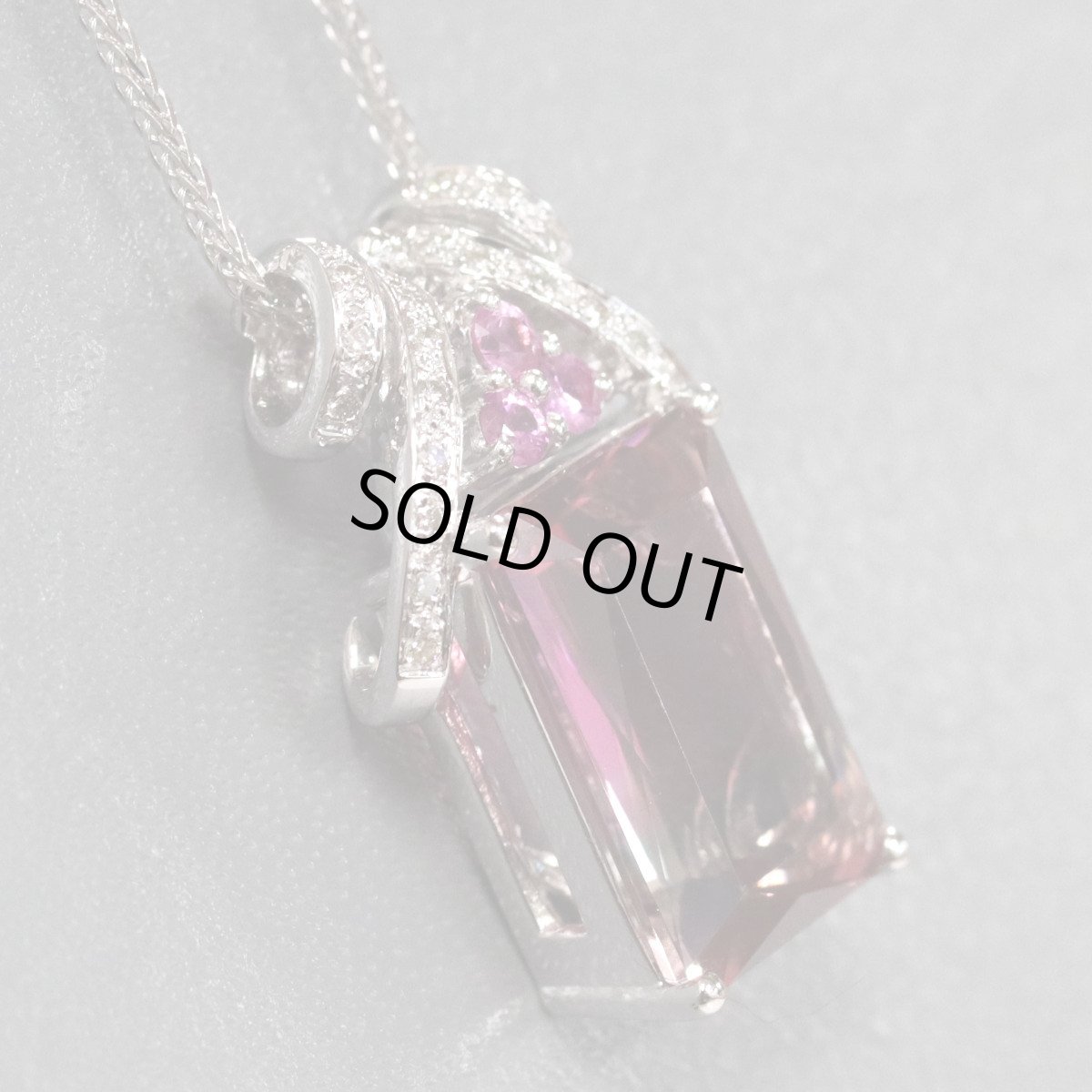 画像2: K18WGバイカラートルマリンピンクサファイアダイヤモンドペンダント T6.81 PS0.16 D0.12 8.1g AJ付44cm 保証書(鑑別書) (2)