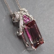 画像2: K18WGバイカラートルマリンピンクサファイアダイヤモンドペンダント T6.81 PS0.16 D0.12 8.1g AJ付44cm 保証書(鑑別書) (2)
