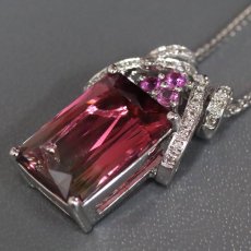 画像3: K18WGバイカラートルマリンピンクサファイアダイヤモンドペンダント T6.81 PS0.16 D0.12 8.1g AJ付44cm 保証書(鑑別書) (3)