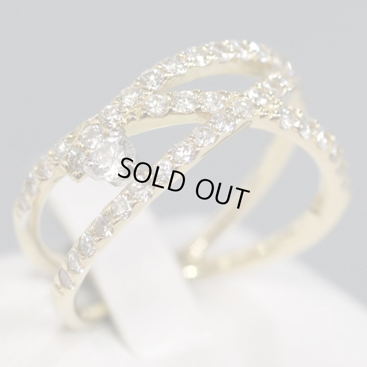 画像1: K18ダイヤモンドリング D0.58 D0.07 3.6g #13.5 (1)