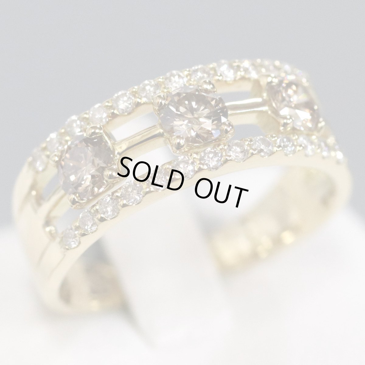 画像1: K18ダイヤモンドリング D0.60 D0.26 4.4g #13 (1)