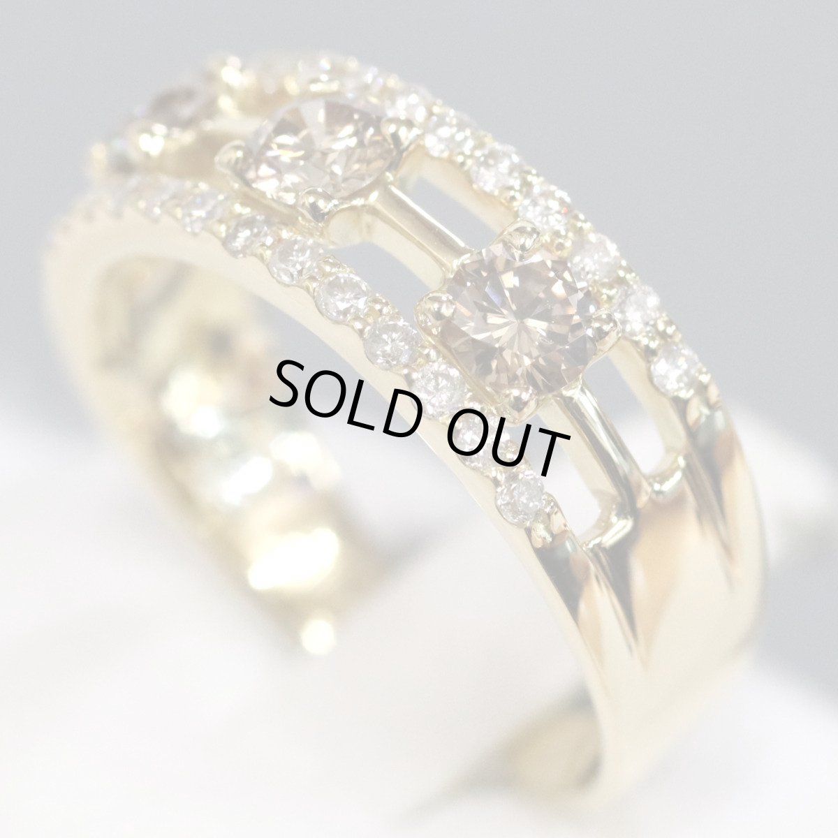 画像2: K18ダイヤモンドリング D0.60 D0.26 4.4g #13 (2)