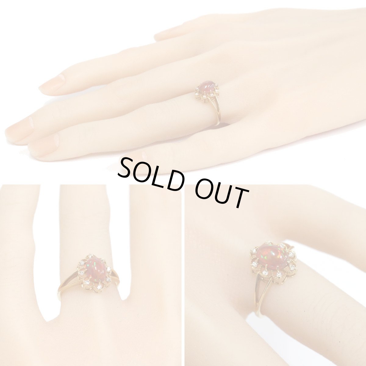 画像10: K18ファイヤーオパールダイヤモンドリング O0.87 D0.10 2.4g #12 ソーティング (10)