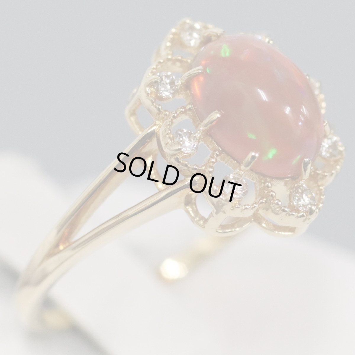 画像3: K18ファイヤーオパールダイヤモンドリング O0.87 D0.10 2.4g #12 ソーティング (3)