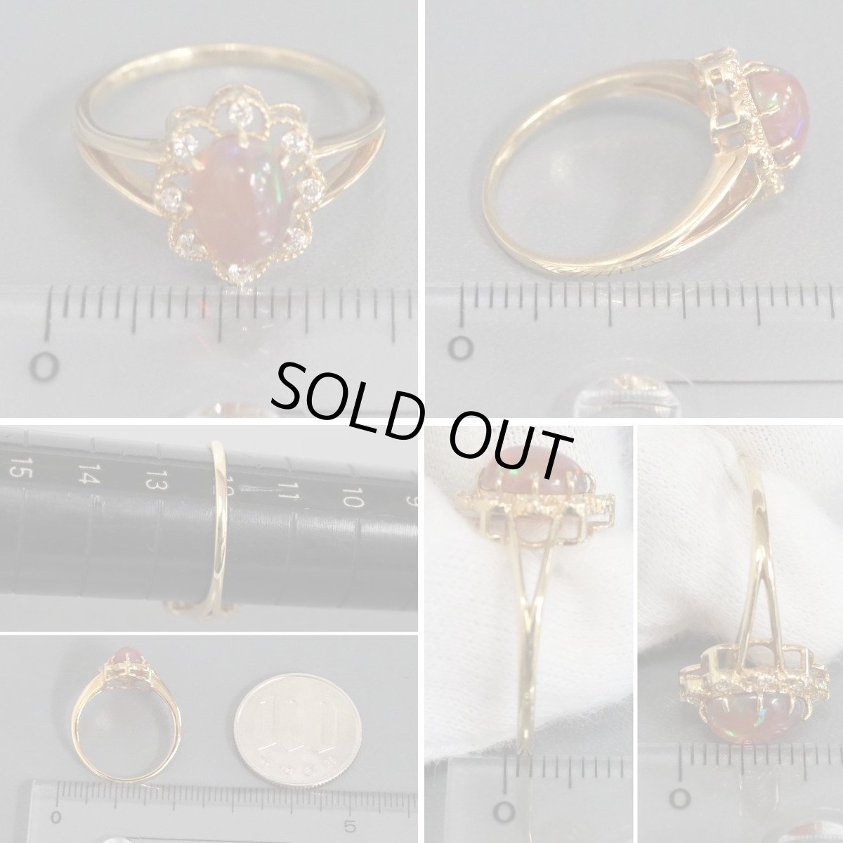 画像9: K18ファイヤーオパールダイヤモンドリング O0.87 D0.10 2.4g #12 ソーティング (9)