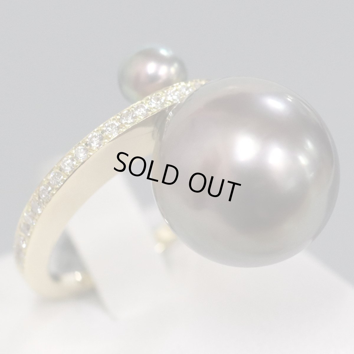 画像1: K18ブラックパールダイヤモンドリング D0.20 8.1g #10.5 (1)