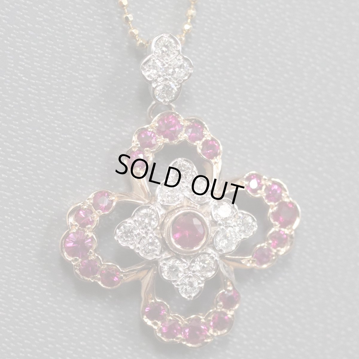 画像1: K18/K18WGルビーダイヤモンドペンダント R0.72 D0.32 4.9g AJ付46cm (1)