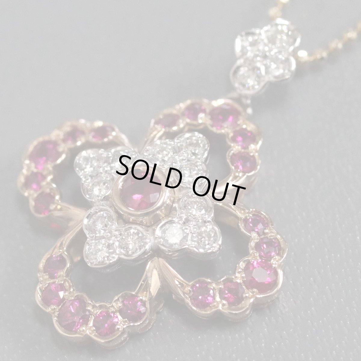 画像2: K18/K18WGルビーダイヤモンドペンダント R0.72 D0.32 4.9g AJ付46cm (2)