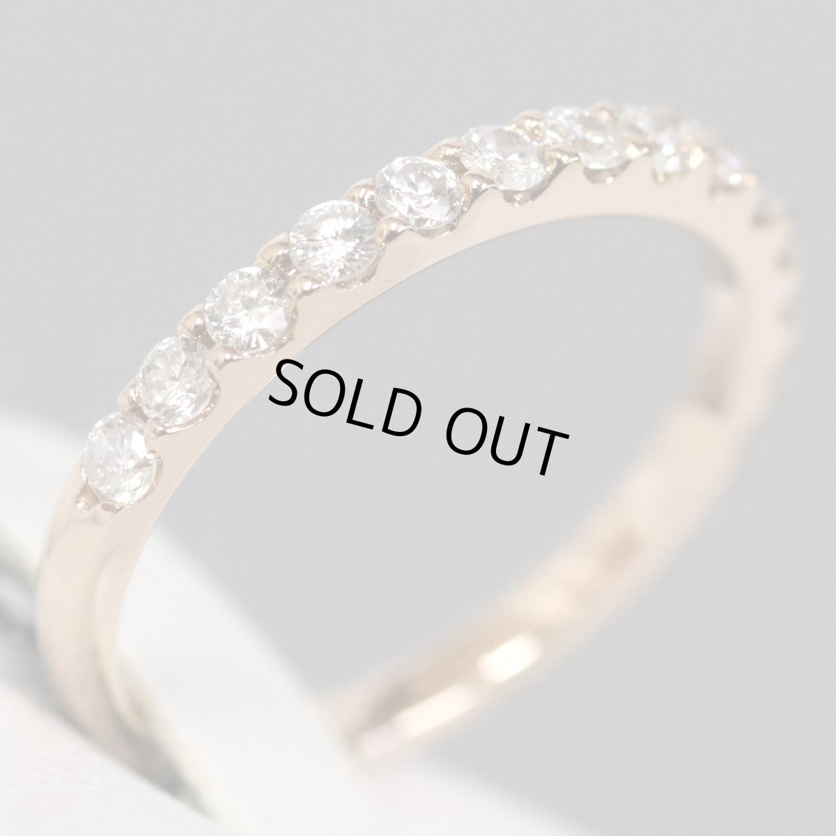 画像2: 750PGダイヤモンドリング ハーフエタニティリング D0.50 1.6g #8 (2)