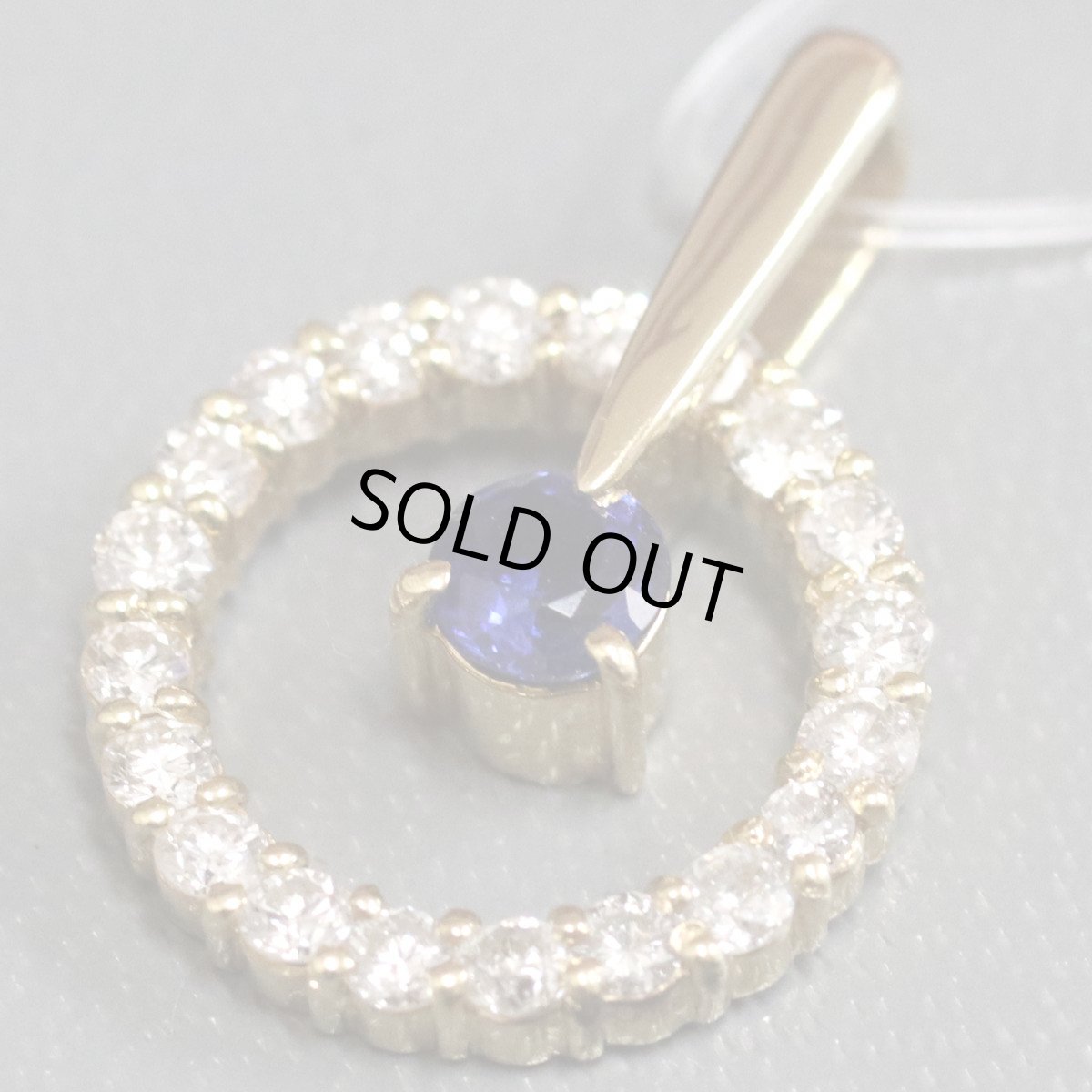 画像2: K18ダイヤモンドサファイアペンダントトップ D0.43 S0.27 1.8g (2)