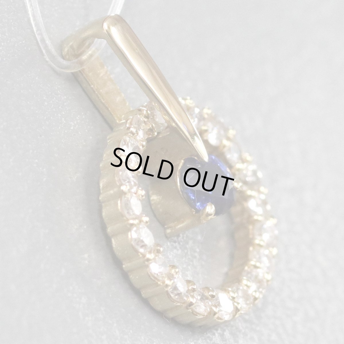 画像3: K18ダイヤモンドサファイアペンダントトップ D0.43 S0.27 1.8g (3)