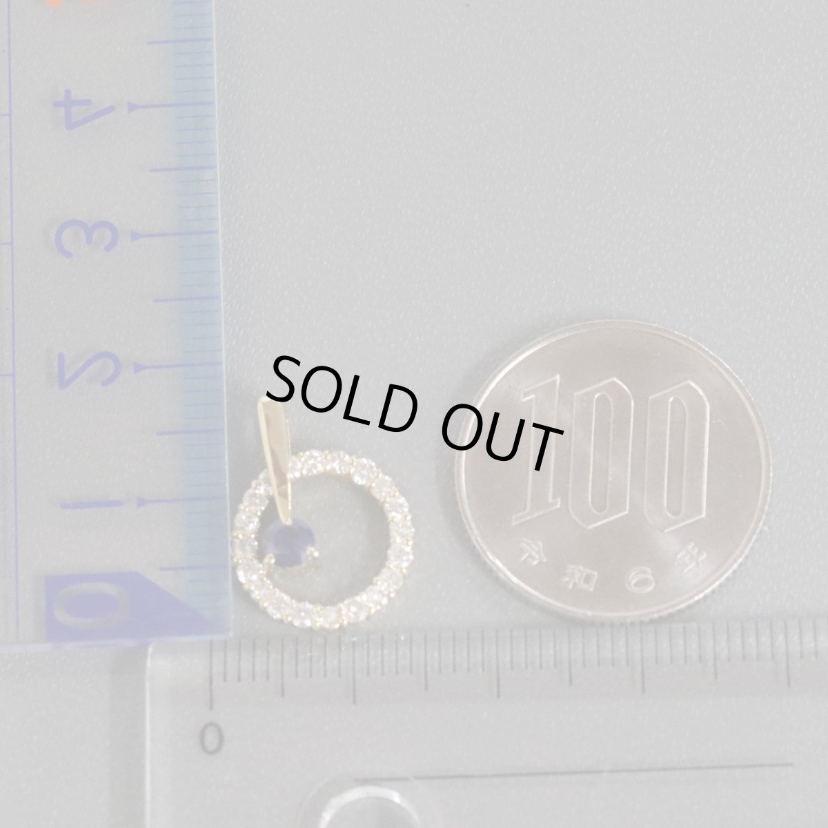 画像9: K18ダイヤモンドサファイアペンダントトップ D0.43 S0.27 1.8g (9)