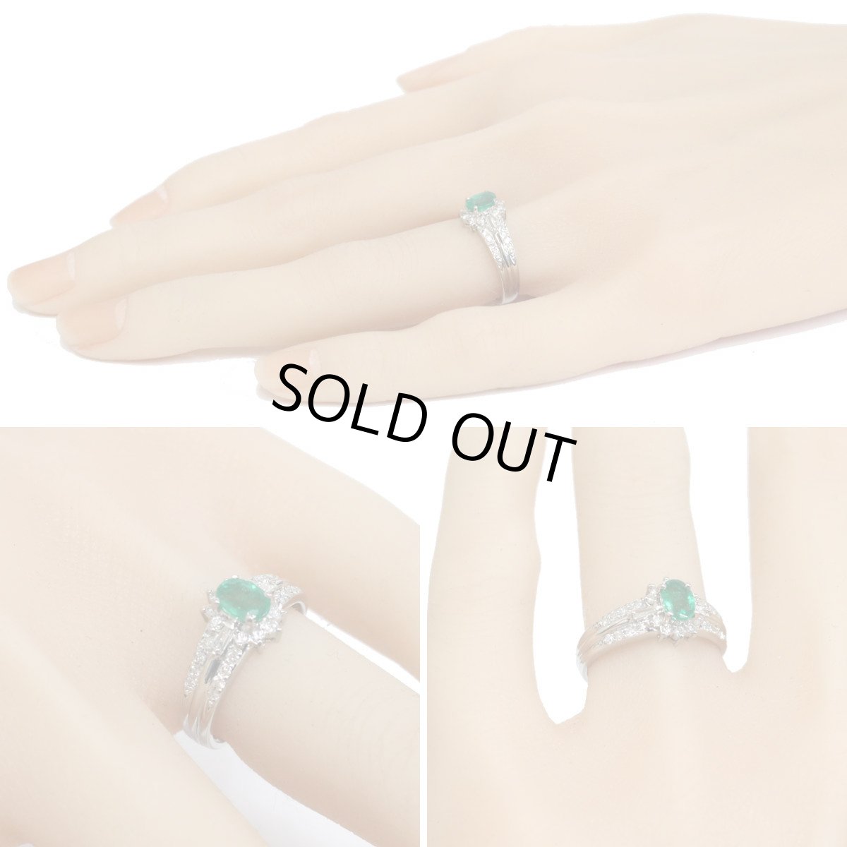 画像10: Pt900エメラルドダイヤモンドリング E0.46 4.8g #11.5 プラチナ 5月誕生石 4月誕生石 (10)