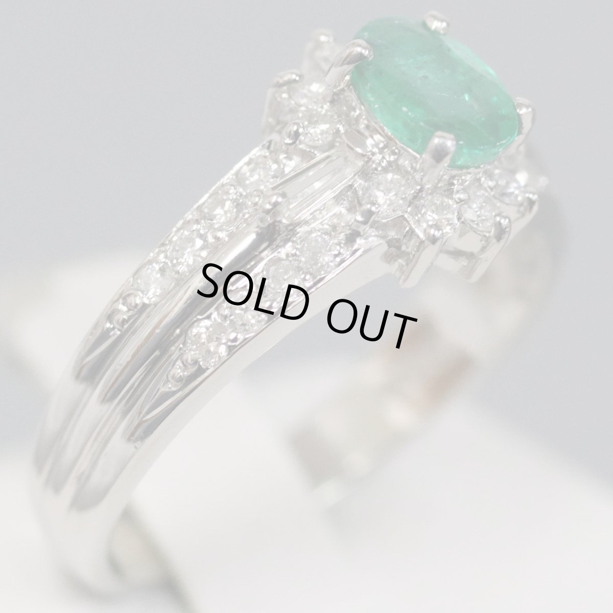 画像3: Pt900エメラルドダイヤモンドリング E0.46 4.8g #11.5 プラチナ 5月誕生石 4月誕生石 (3)