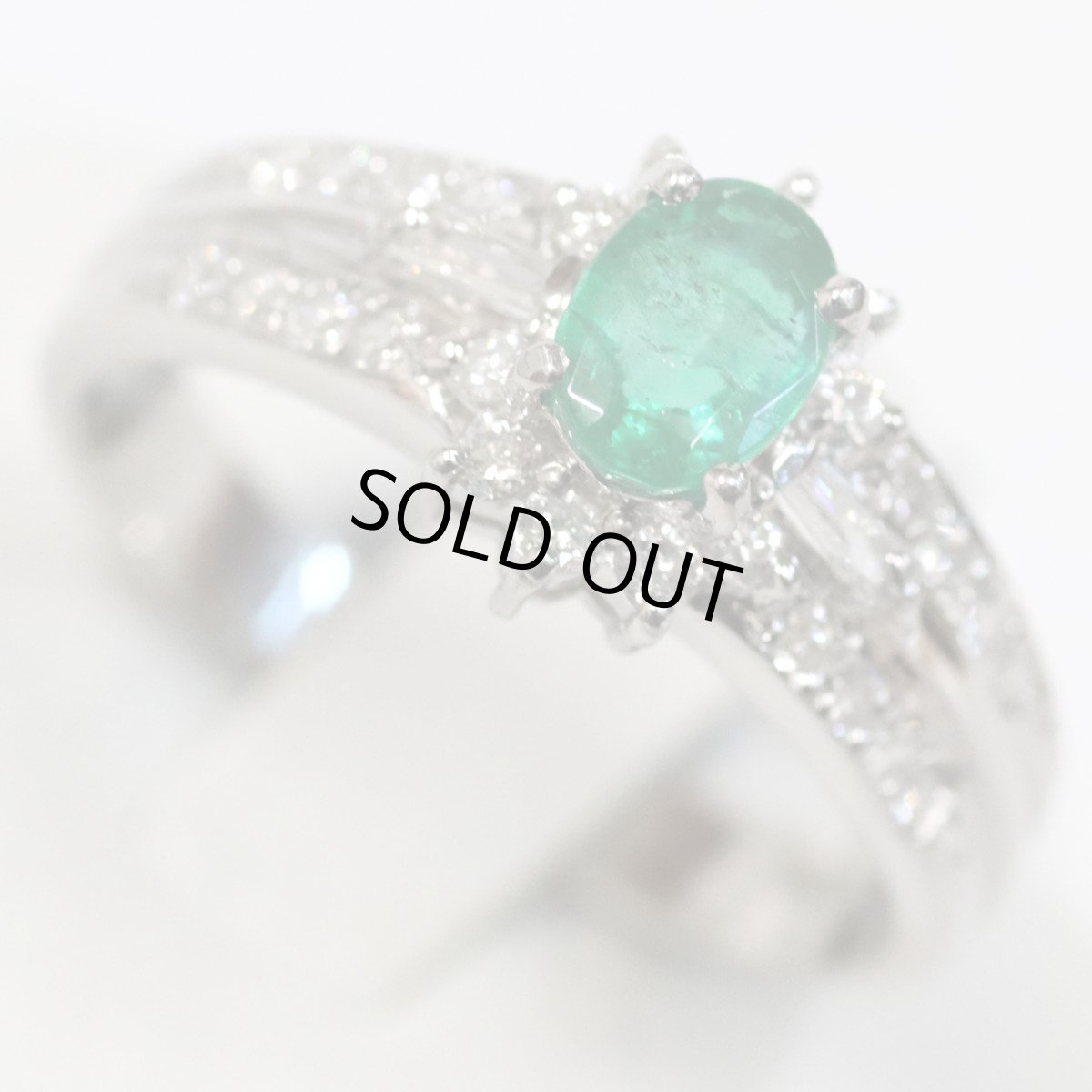 画像4: Pt900エメラルドダイヤモンドリング E0.46 4.8g #11.5 プラチナ 5月誕生石 4月誕生石 (4)