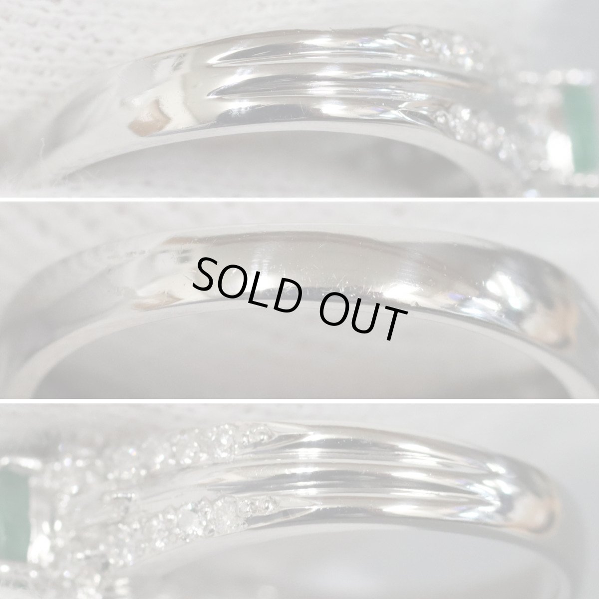 画像7: Pt900エメラルドダイヤモンドリング E0.46 4.8g #11.5 プラチナ 5月誕生石 4月誕生石 (7)