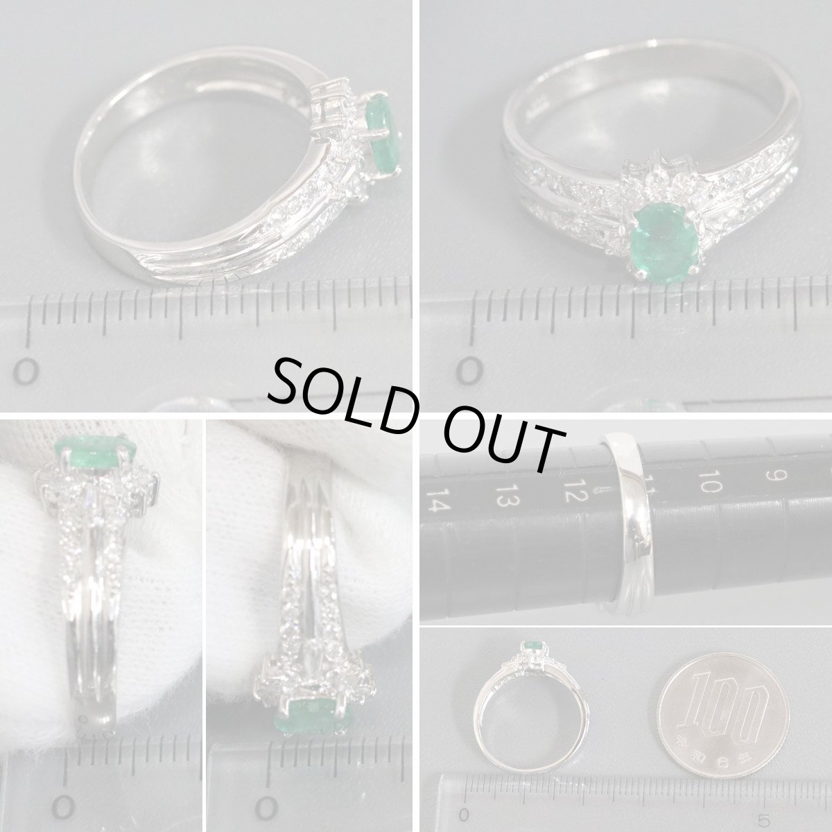 画像9: Pt900エメラルドダイヤモンドリング E0.46 4.8g #11.5 プラチナ 5月誕生石 4月誕生石 (9)