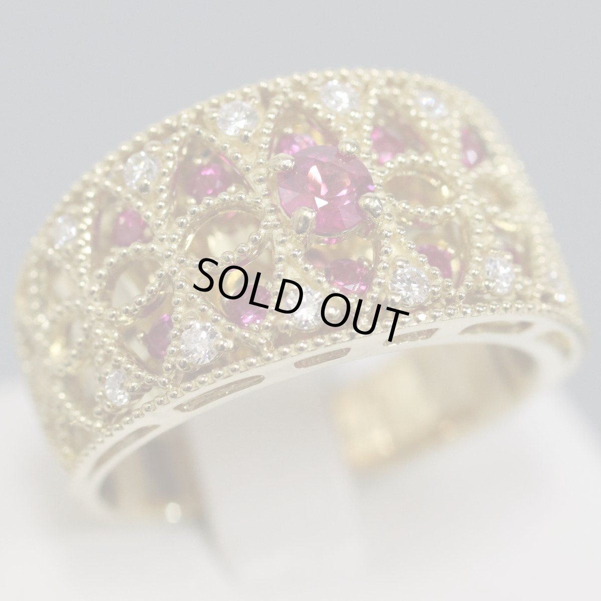 画像1: K18ルビーダイヤモンドリング R0.47 D0.16 9.0g #12 (1)